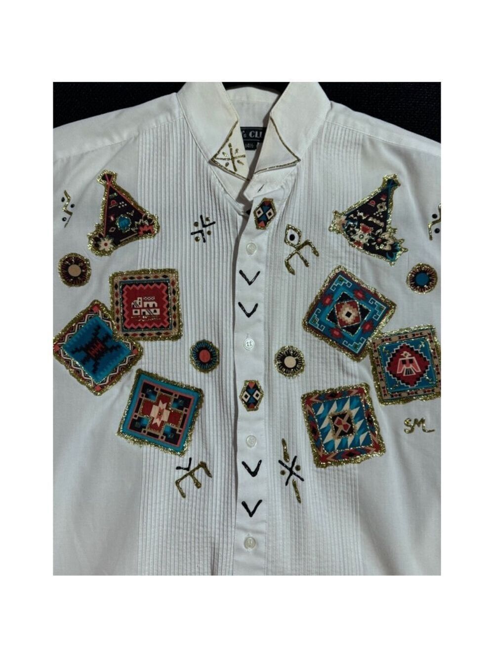 A white shirt. Mens size 14 1/2. Poly-cotton Korea decorated for what? ￼ - Picture 12 of 15
